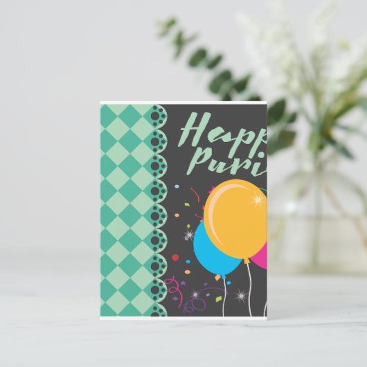 glücklicher Zweck Postkarte (Stehend Vorderseite)