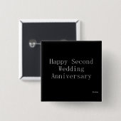 Glücklicher zweiter Hochzeitstag Button (Vorne & Hinten)