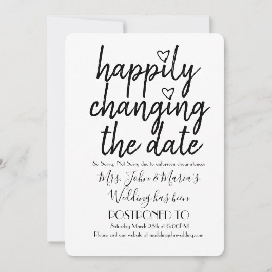 Glücklicherweise ändern Sie das Datum Hochzeit Sch Einladung (Vorderseite)