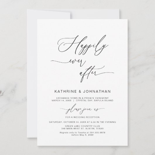 Glücklicherweise immer danach, Schwarzer Schriftar Einladung (Vorderseite)