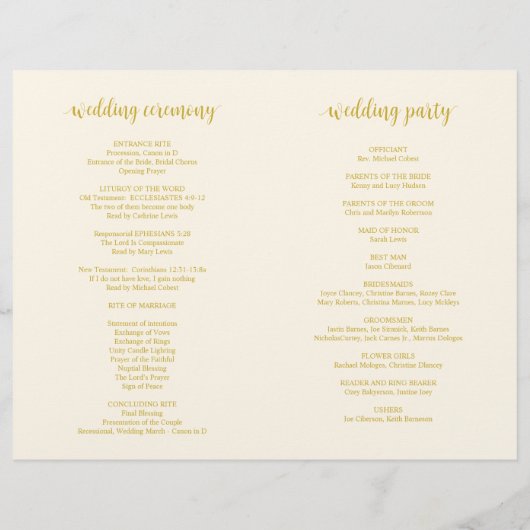 Glücklicherweise immer danach, Zeremonie für faltb (Rückseite)