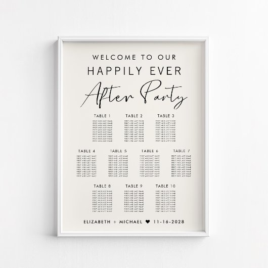 Glücklicherweise immer nach 10 Tischen Hochzeitsta Poster