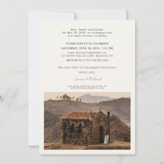 Glücklicherweise immer nach 2 Fotos Creme Hochzeit Ankündigung (Rückseite)