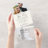 Glücklicherweise immer nach 2 Fotos Hochzeitsempfa All In One Einladung (Abreißen)