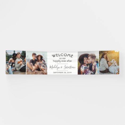 Glücklicherweise immer nach 4 Fotos Elegante Hochz Banner (Horizontal)