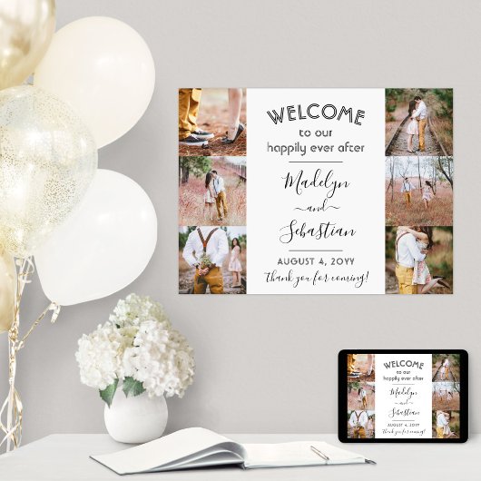 Glücklicherweise immer nach 6 Foto Collage Hochzei Poster