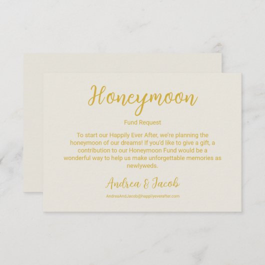 Glücklicherweise immer nach Alabaster Gold Honeymo Begleitkarte (Vorne/Hinten)