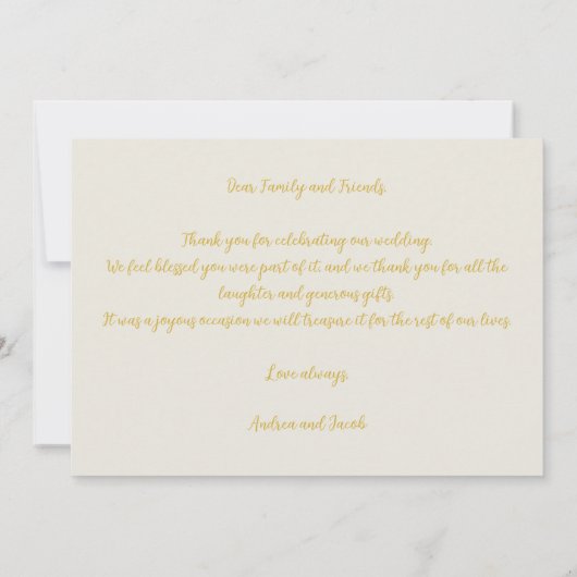 Glücklicherweise immer nach Alabaster White Gold M Dankeskarte (Rückseite)