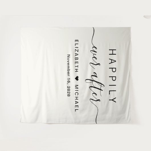 Glücklicherweise immer nach Cream Wedding Empfang Wandteppich (Vorderseite (Horizontal))