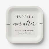 Glücklicherweise immer nach Cream Wedding Pappteller (Vorderseite)