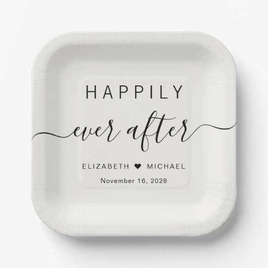 Glücklicherweise immer nach Cream Wedding Pappteller (Vorderseite)