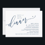 Glücklicherweise immer nach dem Abendessen Hochzei Einladung<br><div class="desc">Markieren Sie den Anfang Ihrer Ewigkeit mit Eleganz mit unserer zeitgenössischen klassisch marineblauen Thema Hochzeitsfeier Einladungskarte "Happily Ever After Dinner". Diese Einladung eignet sich perfekt für Paare, die ihren fröhlichen Anlass ausdehnen und mit einem Hauch von Verspieltheit die Bühne für eine unvergessliche Veranstaltung geben. Das zeitlose Design des Drehbuchs verleiht...</div>