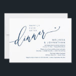 Glücklicherweise immer nach dem Abendessen Hochzei Einladung<br><div class="desc">Markieren Sie den Anfang Ihrer Ewigkeit mit Eleganz mit unserer zeitgenössischen klassisch marineblauen Thema Hochzeitsfeier Einladungskarte "Happily Ever After Dinner". Diese Einladung eignet sich perfekt für Paare, die ihren fröhlichen Anlass ausdehnen und mit einem Hauch von Verspieltheit die Bühne für eine unvergessliche Veranstaltung geben. Das zeitlose Design des Drehbuchs verleiht...</div>