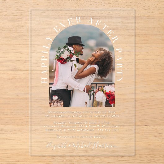 Glücklicherweise immer nach dem Arch Foto Hochzeit Acryleinladungen (Vorderseite)