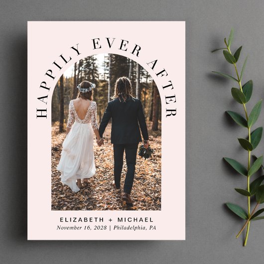 Glücklicherweise immer nach dem Arch Foto Hochzeit Ankündigung