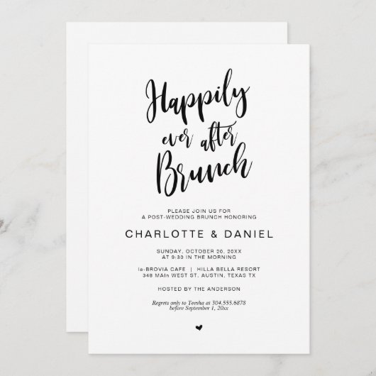 Glücklicherweise immer nach dem Brunch, Post Hochz Einladung (Vorne/Hinten)