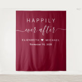 Glücklicherweise immer nach dem Foto Booth Burgund Wandteppich (Vorderseite)