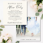 Glücklicherweise immer nach dem Foto Creme Empfang Einladung<br><div class="desc">Chic und elegante cremefarbene Unterkunft oder kleine Hochzeitsankündigung und Hochzeitsempfang. Die Vorderseite zeigt "Happily Ever After Party" in einer Mischung aus einfacher Typografie und einem modernen Drehbuch. Personalisieren Sie Ihre Ankündigung und Einladung und fügen Sie Ihre Namen in ein signaturähnliches Skript ein. Auf der Rückseite finden Sie Ihr Lieblings-Foto, Ihre...</div>