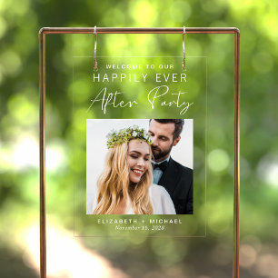 Glücklicherweise immer nach dem Foto Hochzeit Empf Acrylschild
