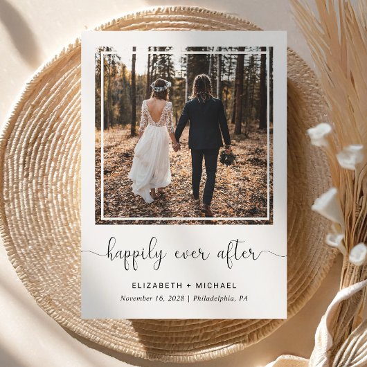 Glücklicherweise immer nach dem Foto Hochzeit Empf Ankündigung