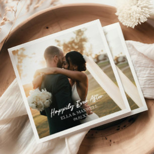 Glücklicherweise immer nach dem Foto Hochzeit Serviette