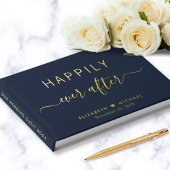 Glücklicherweise immer nach dem Foto Navy Blue Wed Gästebuch