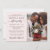 Glücklicherweise immer nach dem Foto rosa Hochzeit Einladung (Vorderseite)