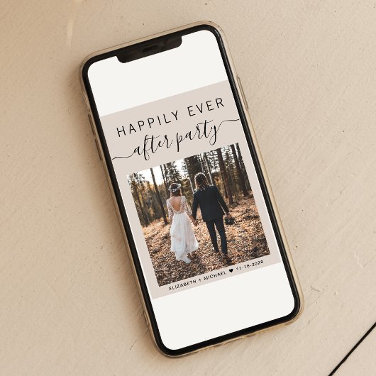 Glücklicherweise immer nach dem Foto Taupe Hochzei Einladung