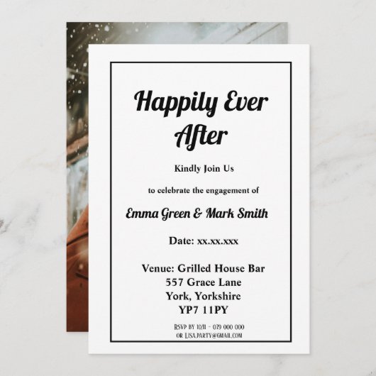 Glücklicherweise immer nach dem Foto zurück Engage Einladung (Vorne/Hinten)