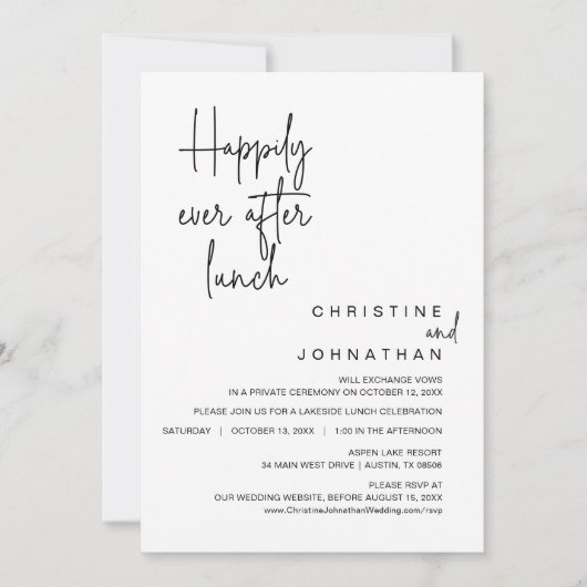 Glücklicherweise immer nach dem Hochzeitsessen Einladung (Vorderseite)