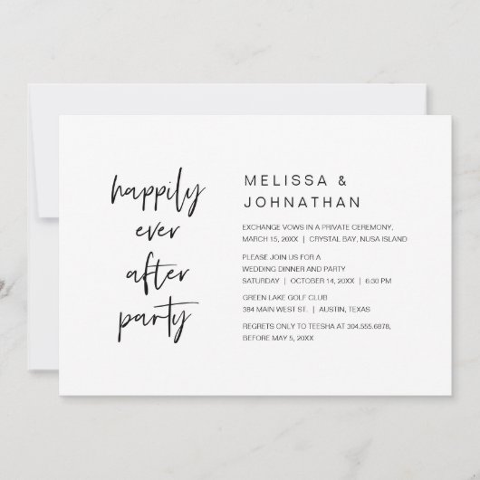 Glücklicherweise immer nach dem Hochzeitsessen Par Einladung (Vorderseite)