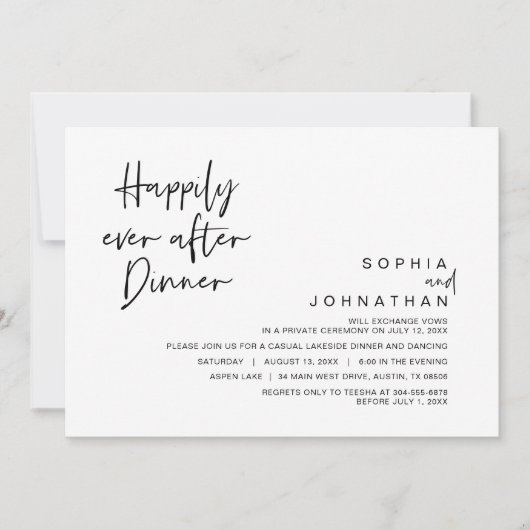 Glücklicherweise immer nach dem Hochzeitsessen, sc Einladung (Vorderseite)