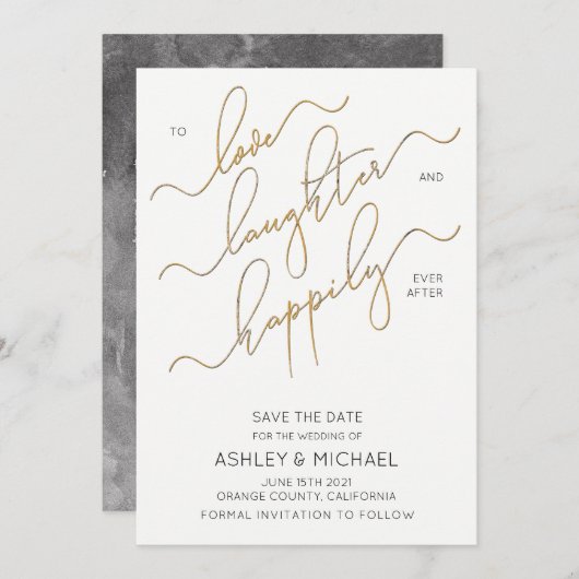 Glücklicherweise immer nach dem Hochzeitsschreiben Einladung (Vorne/Hinten)