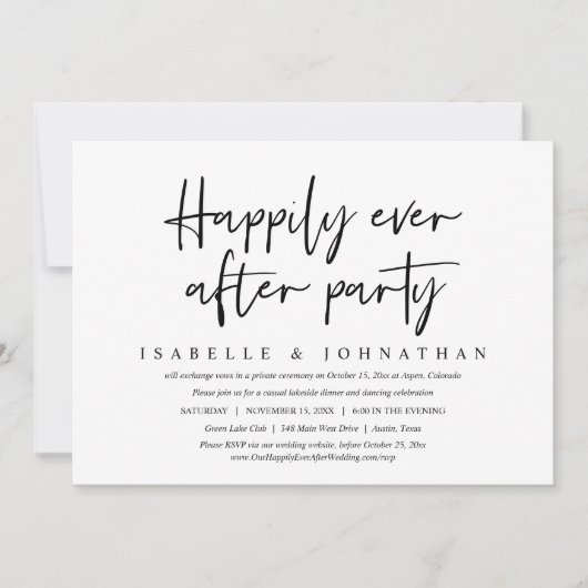 Glücklicherweise immer nach dem Lässigen Hochzeits Einladung (Vorderseite)