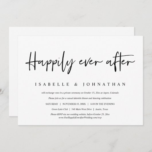 Glücklicherweise immer nach dem Lässigen Hochzeits Einladung (Vorne/Hinten)