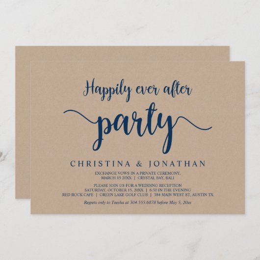 Glücklicherweise immer nach dem Party, braune Kraf Einladung (Vorne/Hinten)