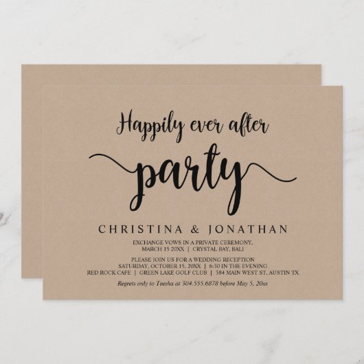 Glücklicherweise immer nach dem Party, braune Kraf Einladung (Vorne/Hinten)