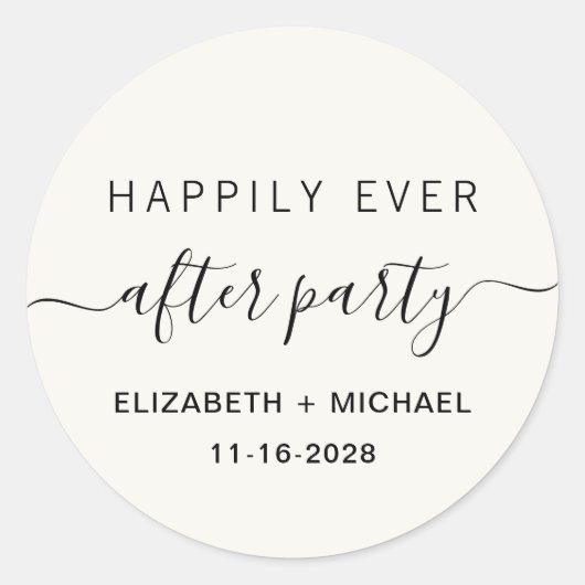 Glücklicherweise immer nach dem Party Creme Hochze Runder Aufkleber (Vorderseite)