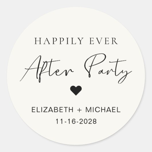 Glücklicherweise immer nach dem Party Creme Hochze Runder Aufkleber (Vorderseite)