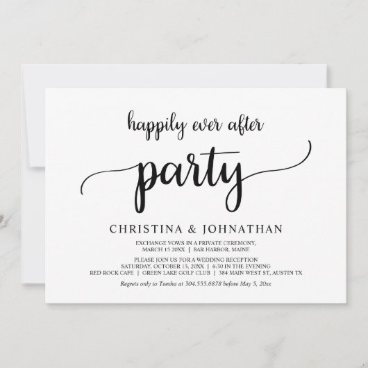 Glücklicherweise immer nach dem Party, Elopement r Einladung (Vorderseite)