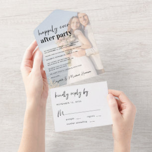 Glücklicherweise immer nach dem Party Foto Hochzei All In One Einladung