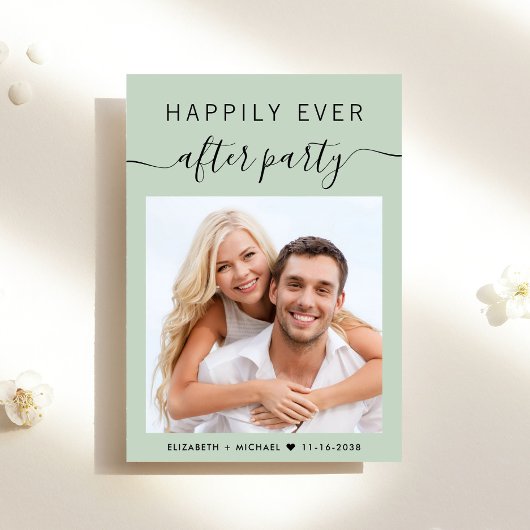 Glücklicherweise immer nach dem Party Foto Hochzei Einladung