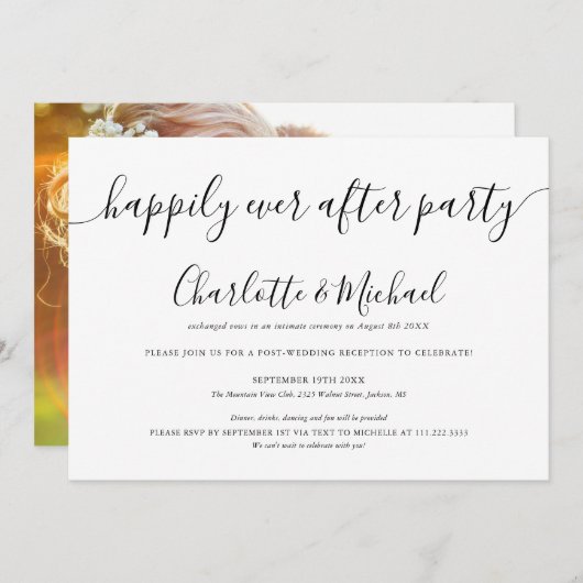 Glücklicherweise immer nach dem Party Hochzeit Elo Einladung (Vorne/Hinten)