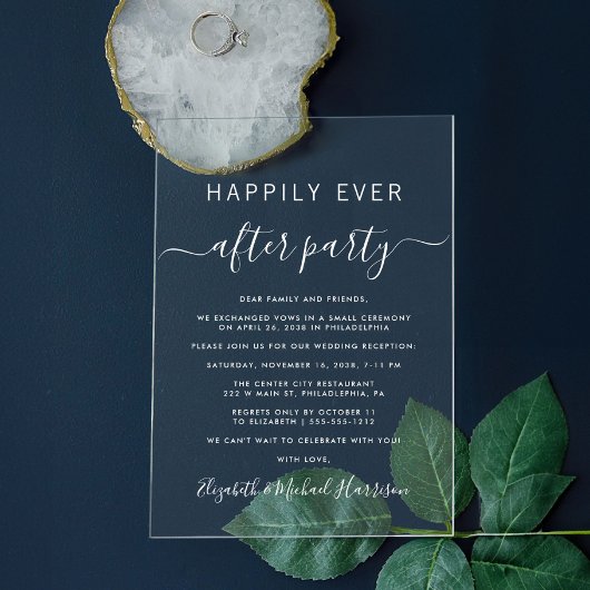 Glücklicherweise immer nach dem Party Hochzeit Emp Acryleinladungen