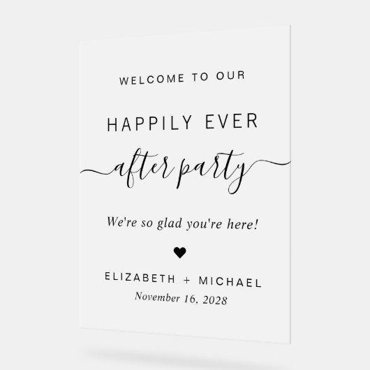 Glücklicherweise immer nach dem Party Hochzeit Emp Acrylschild (Winkel)