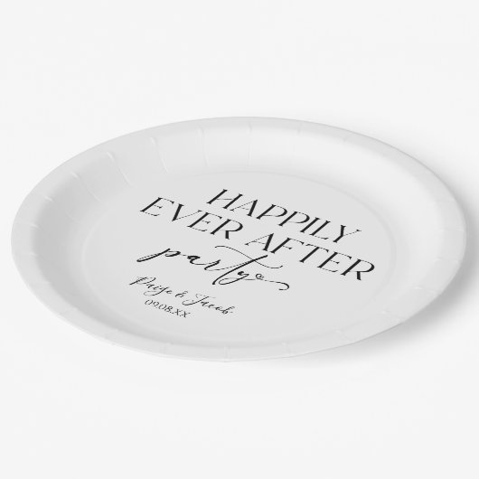 Glücklicherweise immer nach dem Party Hochzeit Emp Pappteller (Schrägansicht)