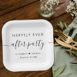 Glücklicherweise immer nach dem Party Hochzeit Emp Pappteller<br><div class="desc">Chic-Papierteller für Ihren Hochzeitsempfang und andere Feierlichkeiten nach der Hochzeit,  die "Happily Ever After Party" in einfacher moderner Typografie und ein elegantes Drehbuch mit Swashes,  Ihren Vornamen verbunden mit einem Herz und Ihrem Empfangsdatum.</div>