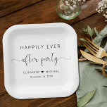 Glücklicherweise immer nach dem Party Hochzeit Emp Pappteller<br><div class="desc">Elegante Teller für Ihren Hochzeitsempfang und andere Nacheheliche-Feste,  die "Happily Ever After Party" in schlichter moderner Typografie und ein stilvolles Drehbuch mit Swashes,  Ihren Vornamen verbunden durch ein Herz und Ihren Empfang Datum.</div>