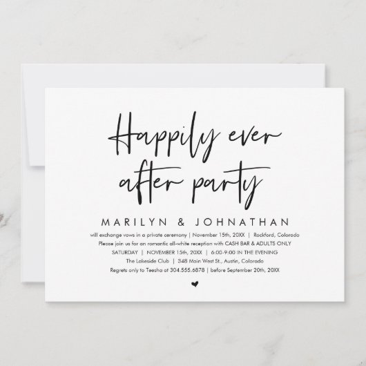 Glücklicherweise immer nach dem Party, Hochzeitsem Einladung (Vorderseite)