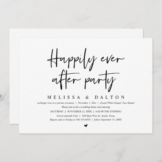 Glücklicherweise immer nach dem Party, Hochzeitses Einladung (Vorne/Hinten)
